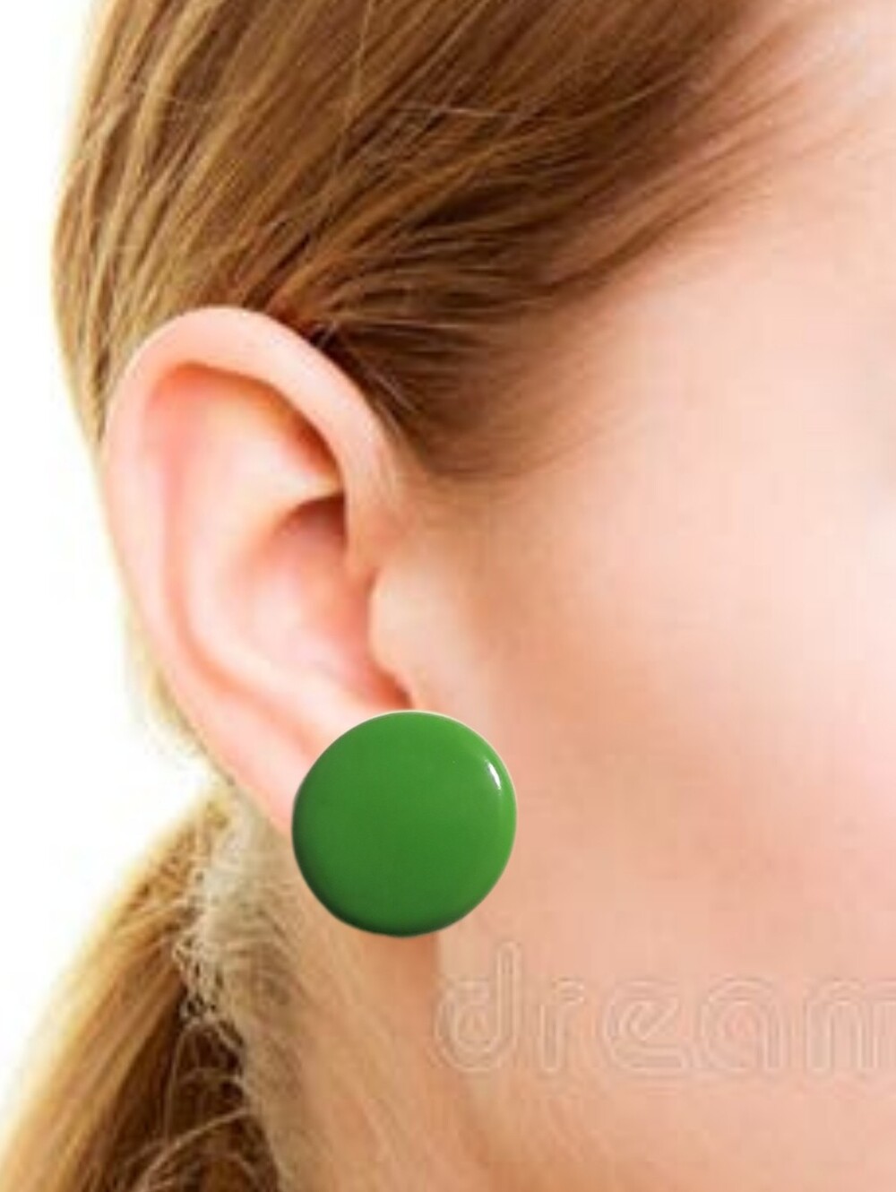🙋 10/$20. Green Round Earrings w/ Posts 1" NWOT